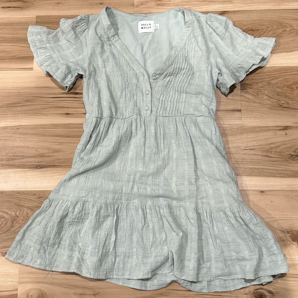 Hello Molly Light Green Mini Ruffle Dress Women’s 6